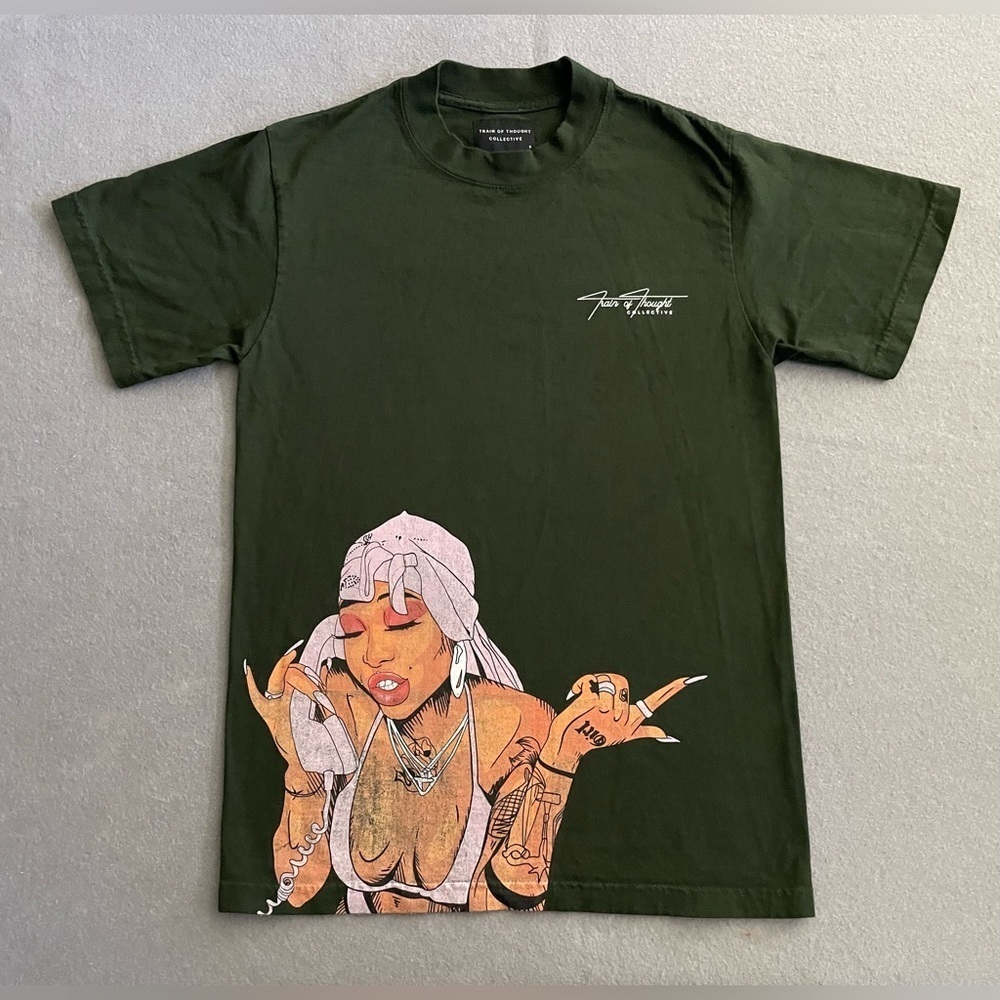Train of Thought Summer Walker Over It T-Shirt Green Small Graphic Art Tee